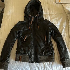 Naketano Leather Jacket with Fur Lining & Hood
